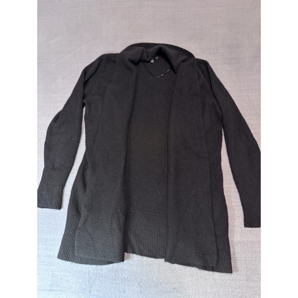 Charter Club Luxury Cashmere Cardigan Women’s M Black Open Front Collar Cozycore